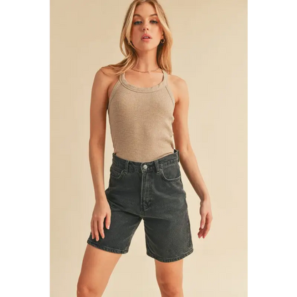 Scoop Neck Ribbed Tank.