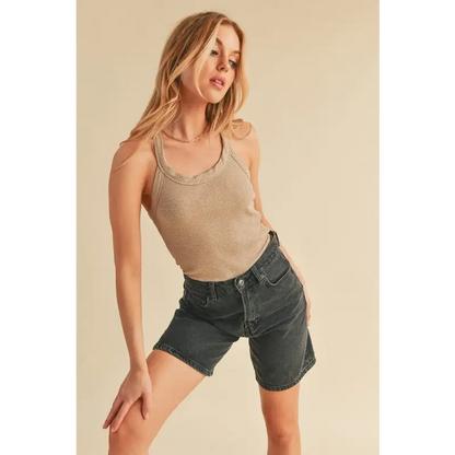 Scoop Neck Ribbed Tank.