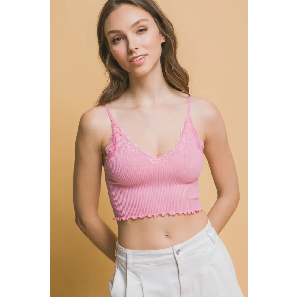 Seamless Lace Detail Cropped Cami.