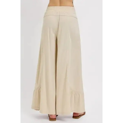 Shirring Detail Wide Leg Pants.