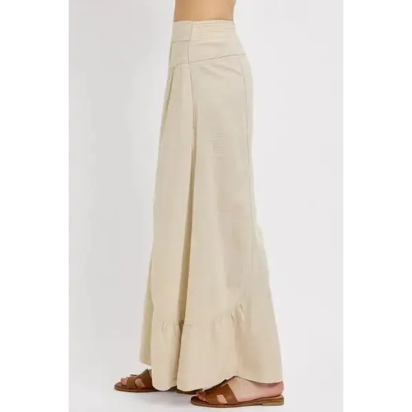 Shirring Detail Wide Leg Pants.