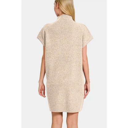 Short Sleeve Sweater Mini Dress.