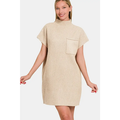 Short Sleeve Sweater Mini Dress.