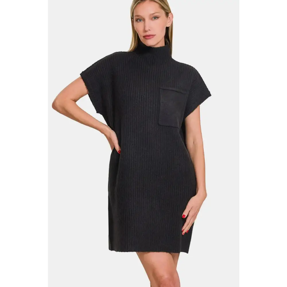 Short Sleeve Sweater Mini Dress.