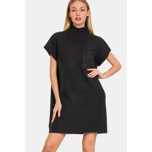 Short Sleeve Sweater Mini Dress.