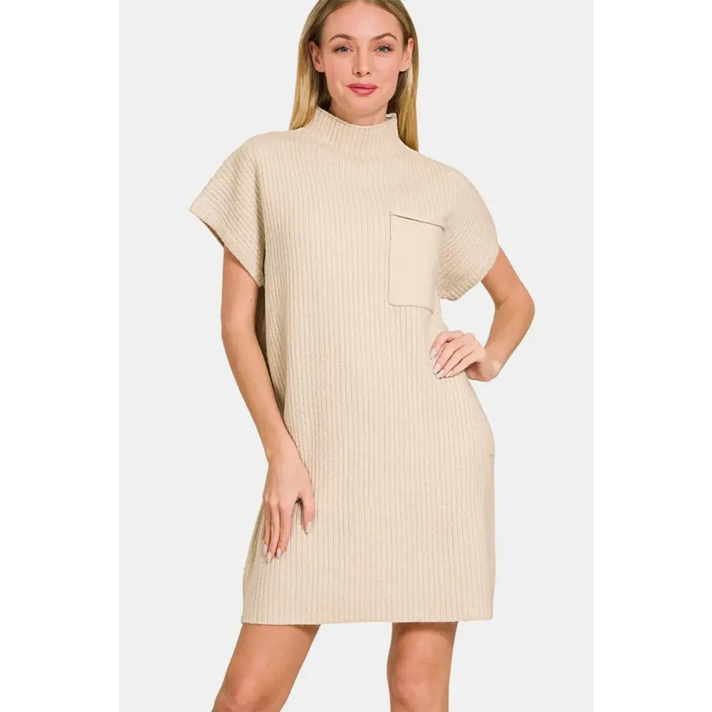 Short Sleeve Sweater Mini Dress.