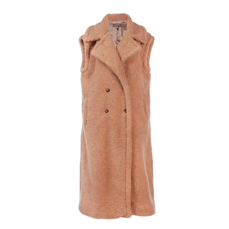 Sleeveless Double Breasted Teddy Coat.