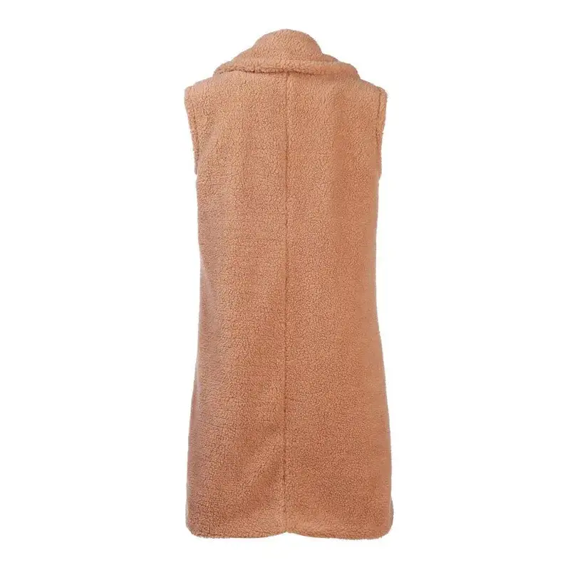 Sleeveless Double Breasted Teddy Coat.