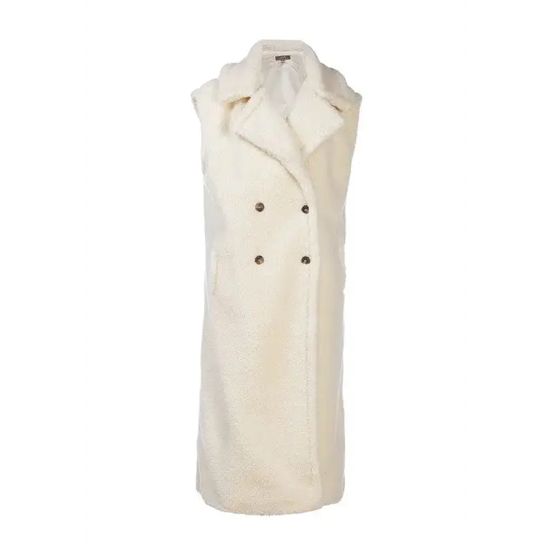 Sleeveless Double Breasted Teddy Coat.