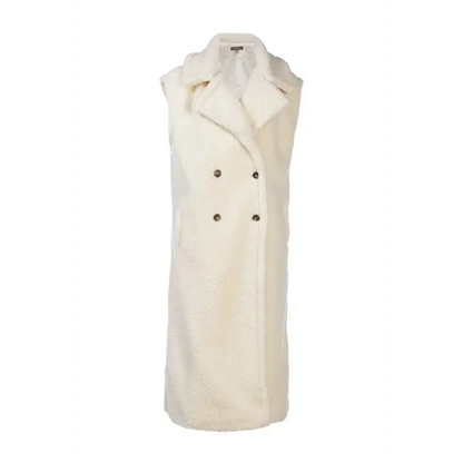 Sleeveless Double Breasted Teddy Coat.