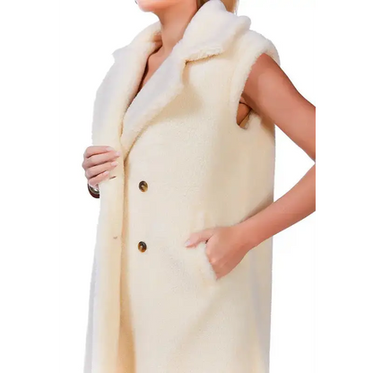 Sleeveless Double Breasted Teddy Coat.