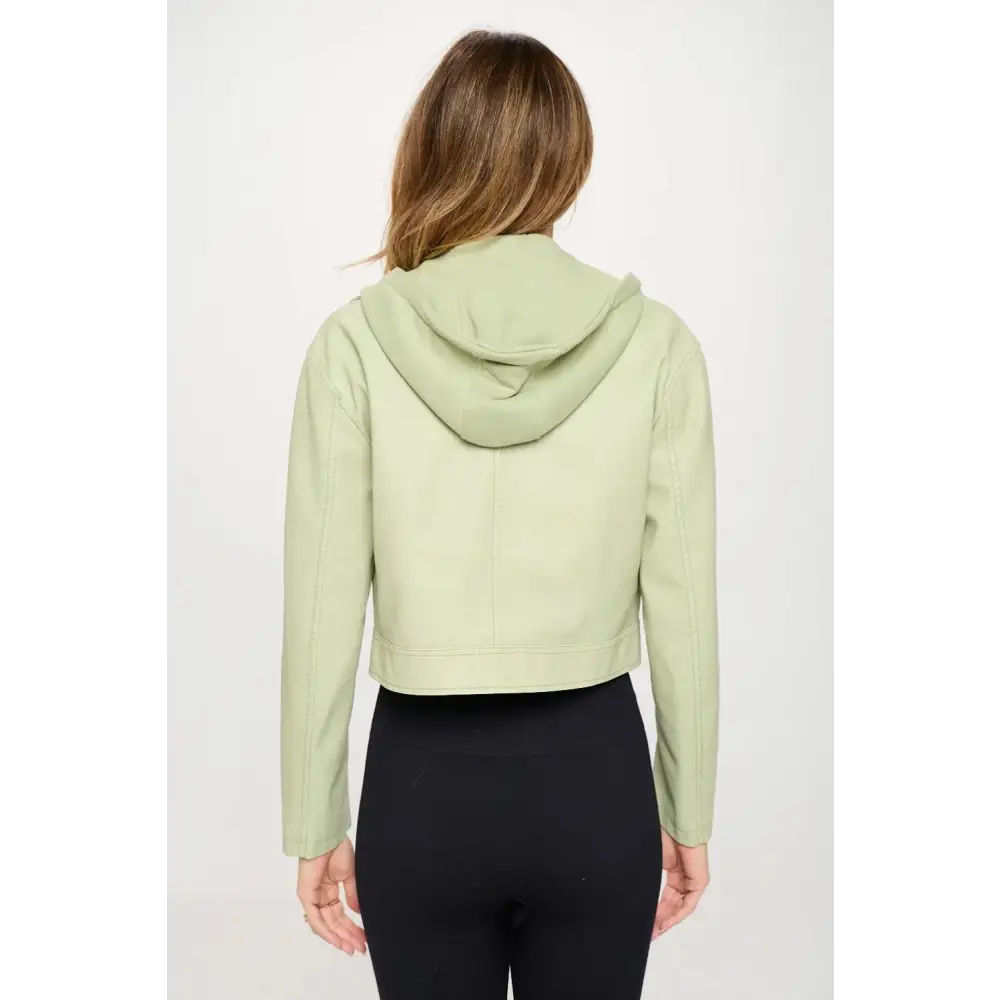 Snap Down Cropped Hooded Jacket.