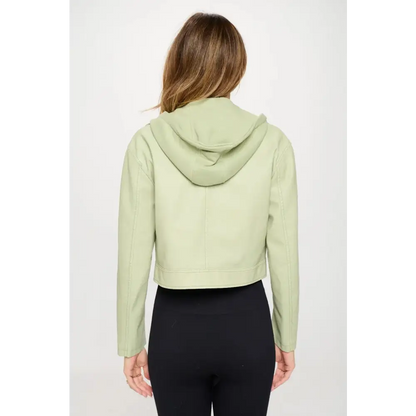 Snap Down Cropped Hooded Jacket.