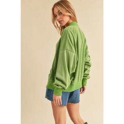 Snap Down Drop Shoulder Brushed Jacket.