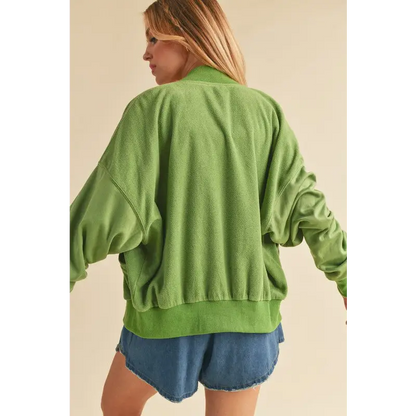 Snap Down Drop Shoulder Brushed Jacket.