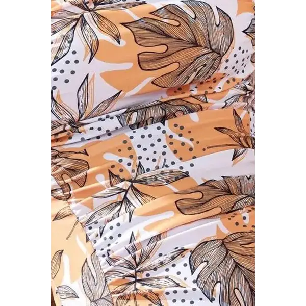 Square Neck Printed One-Piece Swimwear and Cover Up Swim Set.
