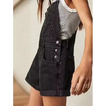 Square Neck Wide Strap Denim Overalls.