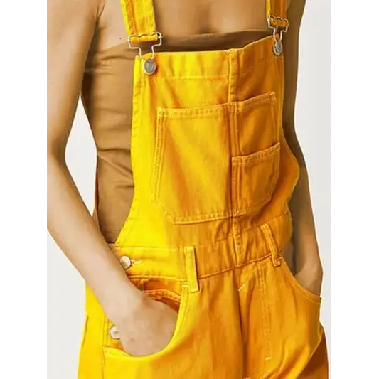 Square Neck Wide Strap Denim Overalls.