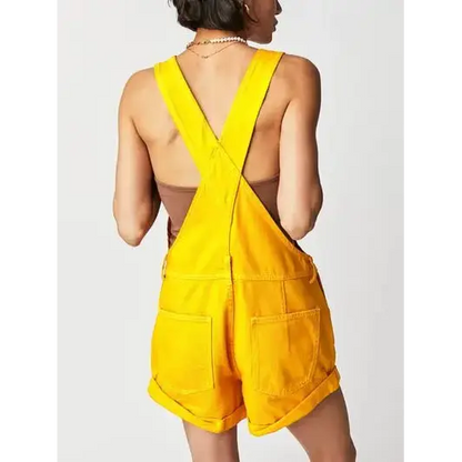 Square Neck Wide Strap Denim Overalls.