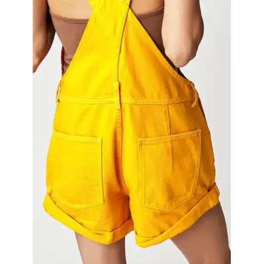 Square Neck Wide Strap Denim Overalls.
