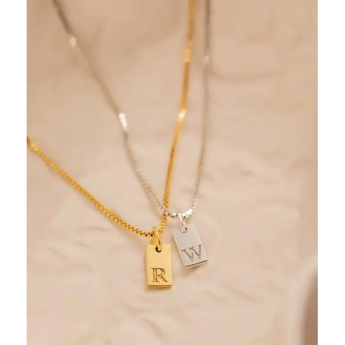 Stamped Initial Personalized Necklace.