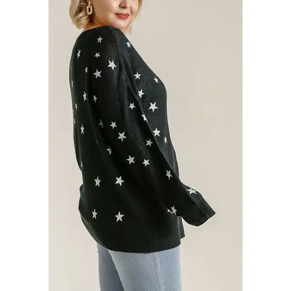 Star V-Neck Long Sleeve Sweater.