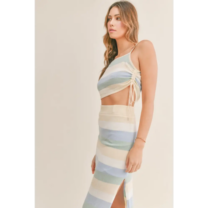 Striped Knit Cami and Midi Skirt Set.