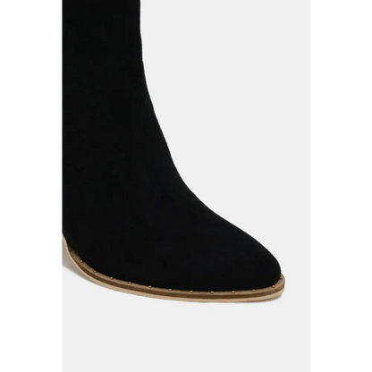 Suede Point Toe Ankle Booties.