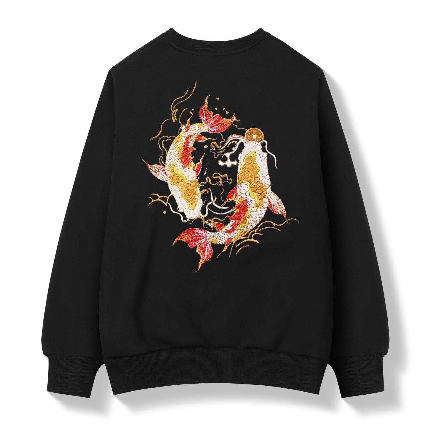 Golden Koi Fish Embroidery Sweater