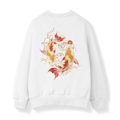 Golden Koi Fish Embroidery Sweater