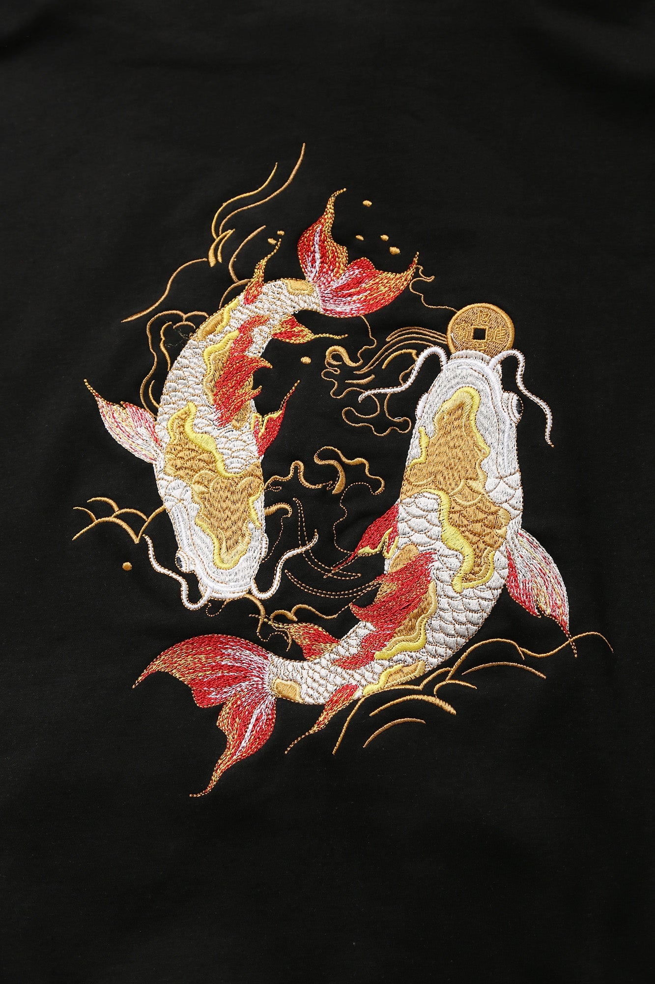 Golden Koi Fish Embroidery Sweater