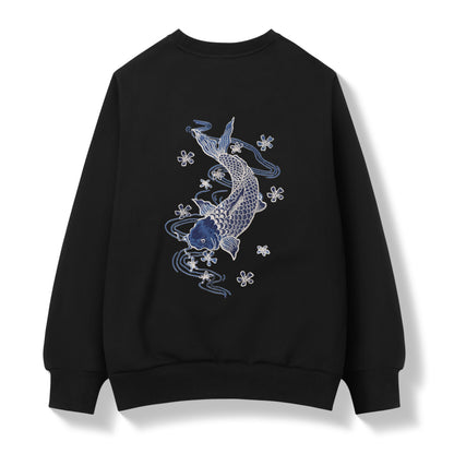 Blue Koi Embroidery Sweater