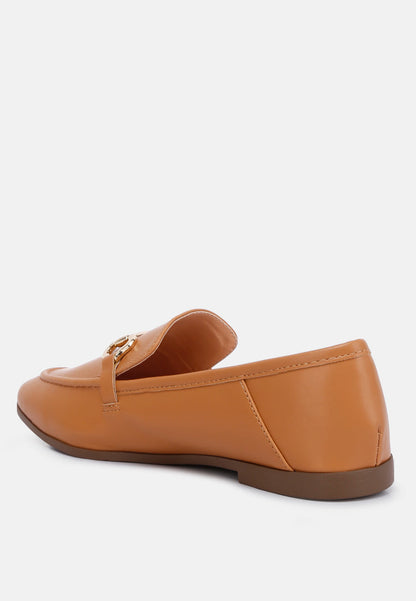 Talula Horsebit Embellished Faux Leather Loafers