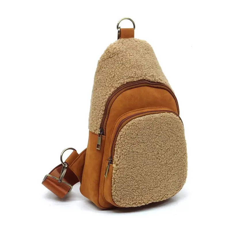 Terry Fur Sling Bag Backpack.
