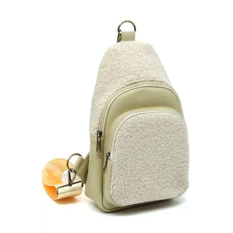 Terry Fur Sling Bag Backpack.