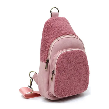 Terry Fur Sling Bag Backpack.