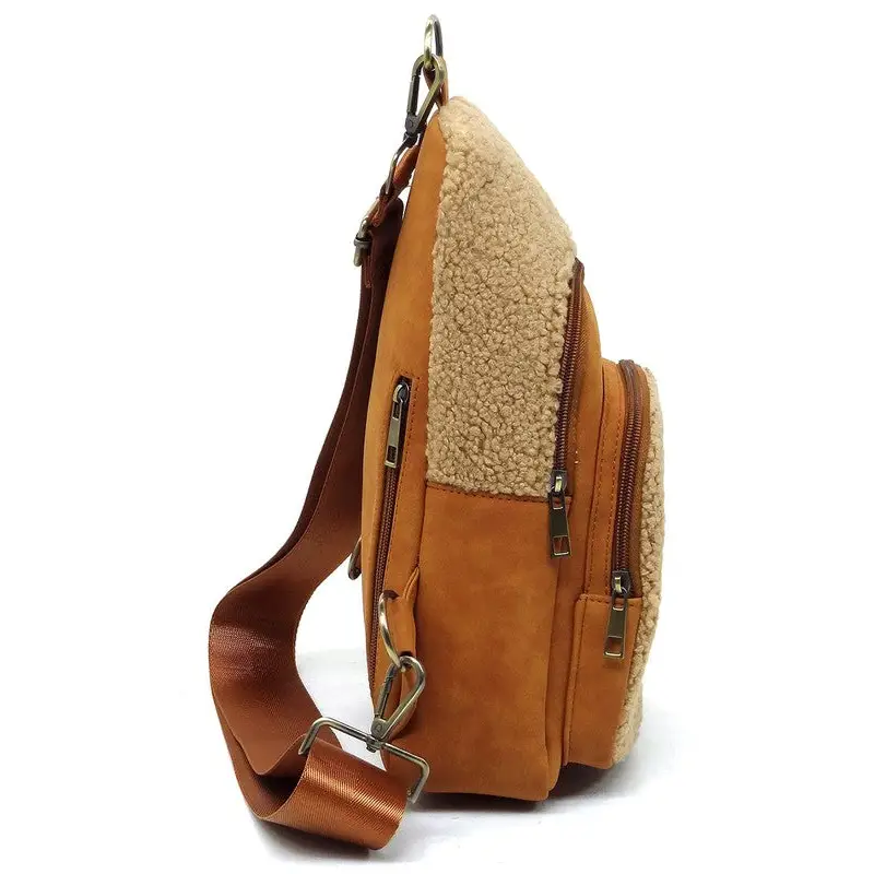Terry Fur Sling Bag Backpack.