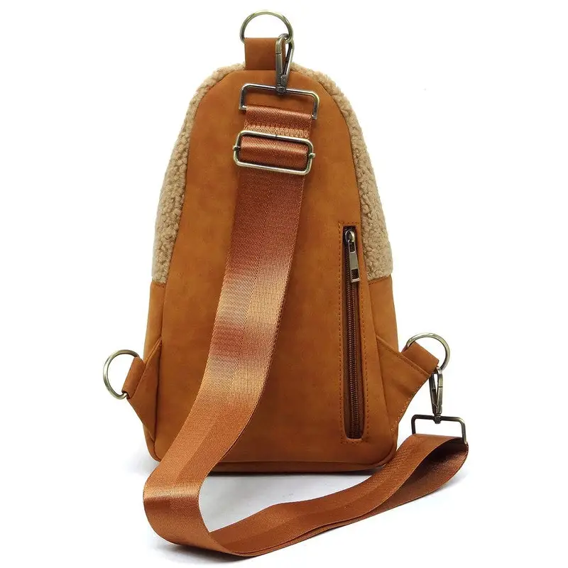 Terry Fur Sling Bag Backpack.