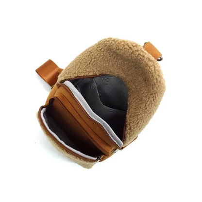 Terry Fur Sling Bag Backpack.