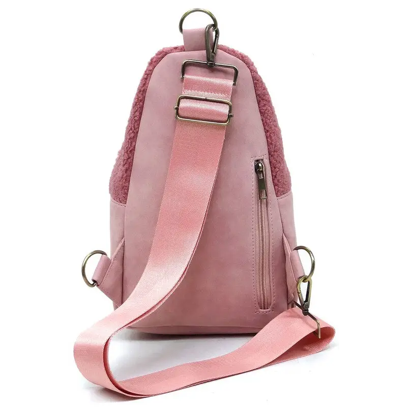 Terry Fur Sling Bag Backpack.