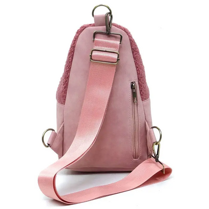 Terry Fur Sling Bag Backpack.