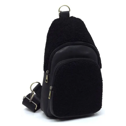 Terry Fur Sling Bag Backpack.