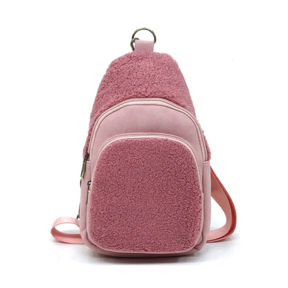 Terry Fur Sling Bag Backpack.