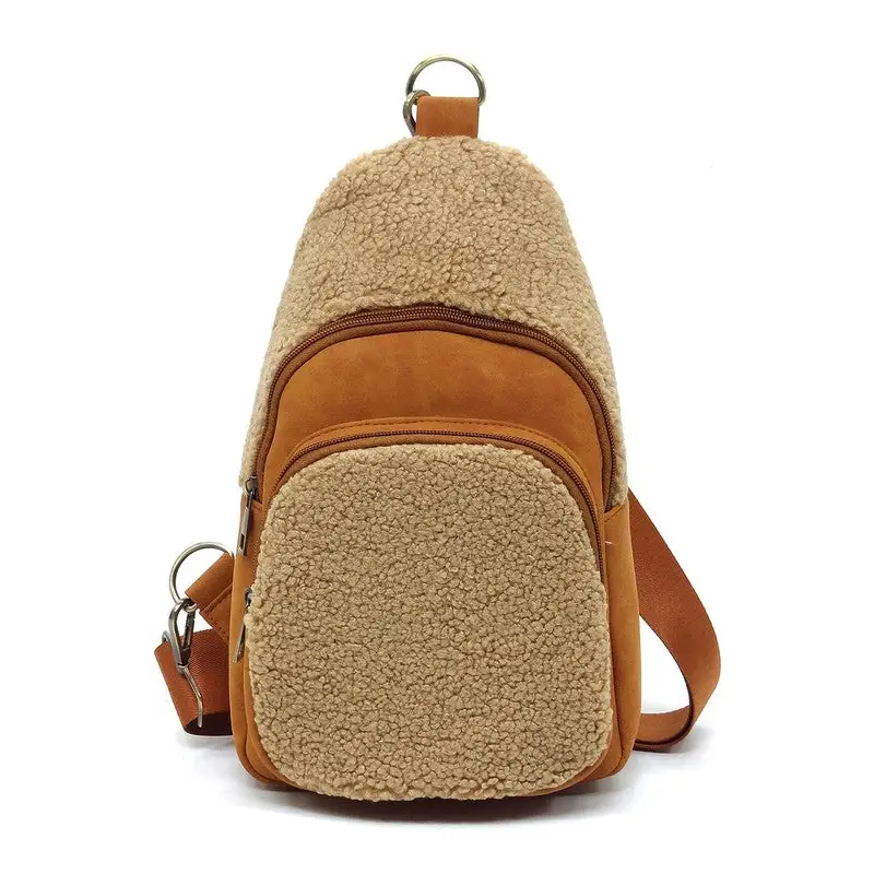 Terry Fur Sling Bag Backpack.