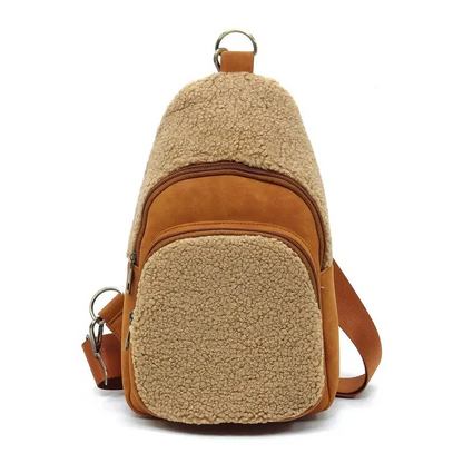 Terry Fur Sling Bag Backpack.