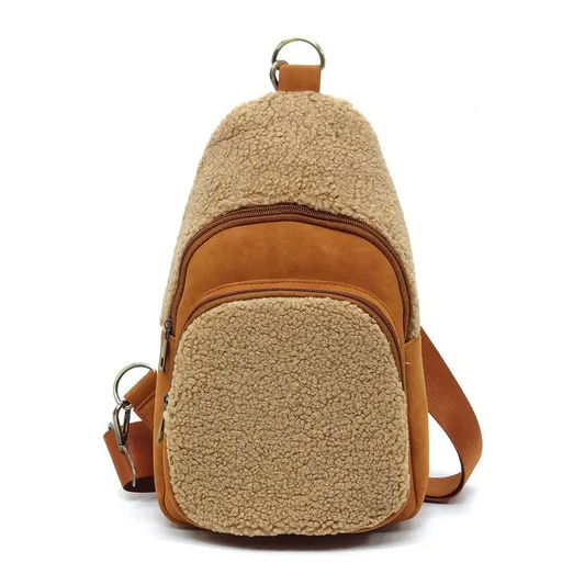 Terry Fur Sling Bag Backpack.