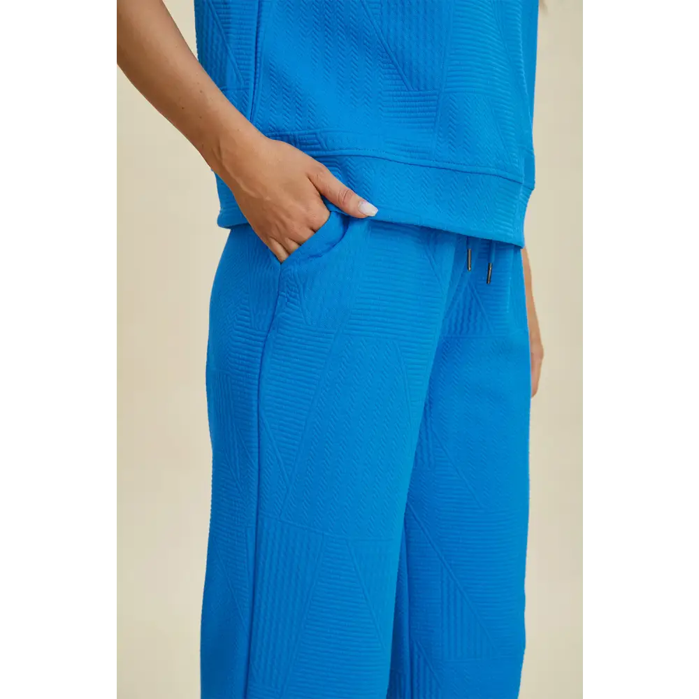 Texture Ruffle Short Sleeve Top and Wide Leg Pants Set - KRIFFA 