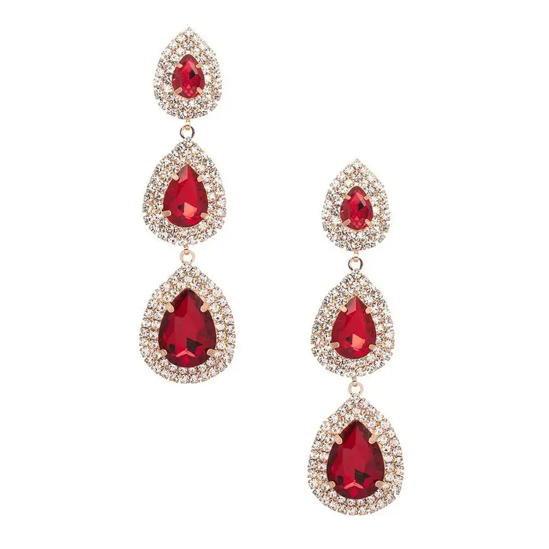 Triple Teardrop Crystal Chandelier Earrings.