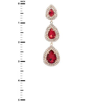 Triple Teardrop Crystal Chandelier Earrings.