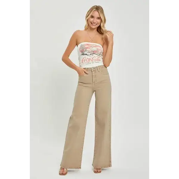 Tummy Control High Rise Wide Leg Jeans Plus Size.